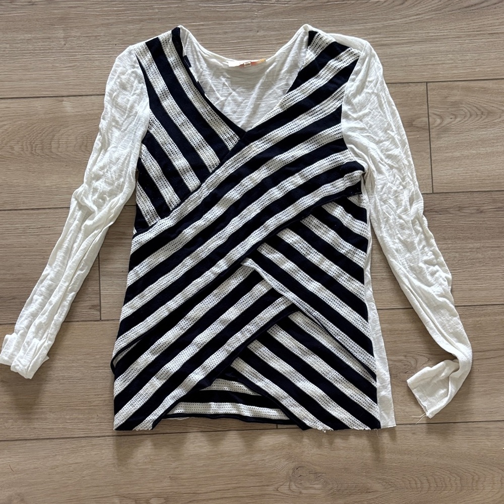 Striped Black and White Women's Top medium